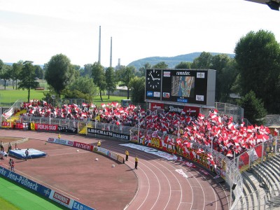 Ein paar mehr Kölner als zum Punktspiel hatten den Weg nach Jena gefunden.
